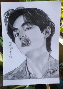 Handmade Realstic Sketch Of BTS V Or Kim Taehyung