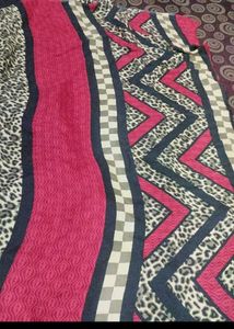 lepard print golden crepe saree