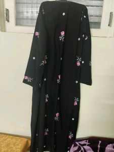 Black Embroidery Abaya In Free size
