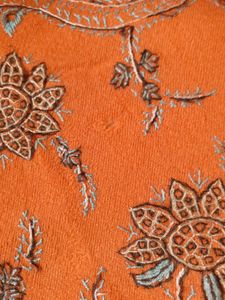 Orange Floral Embroidered Shawl Scarfs Stoles 🧣