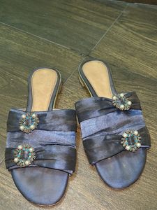 Elegant Blue Embellished Slides