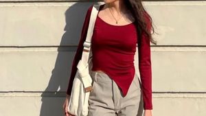 Burgundy Square Neck Long Sleeve Top