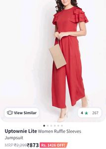 Stylish Red Ruffled Jumpsuit