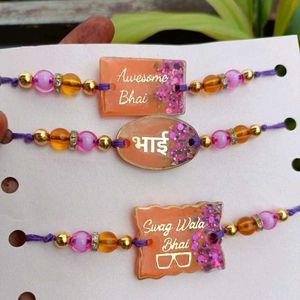 Handmade Bhai Rakhi Set | Couple Customized |Resin