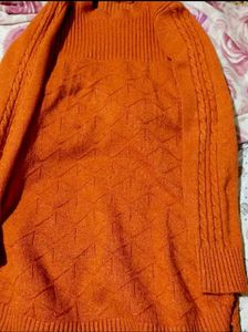 Orange Knit Sweater Dress
