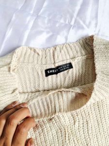 Shein Ribbed Knit Sweater with Ties