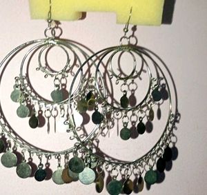 Silver Coin Dangle Earrings