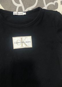 Ck Ribbed Fitted Baby Tee