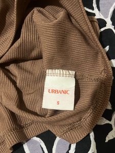 Brown Ribbed Cropped Tank Top