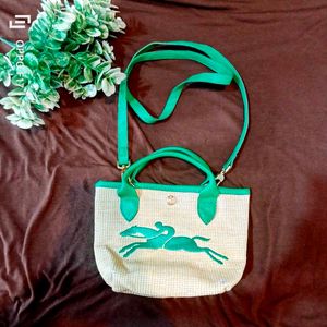 longchamp paris khaki handbag