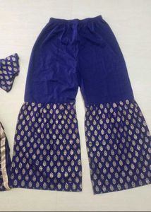 Blue Embroidered Kurta, Duppata &amp; Plazzo Pair