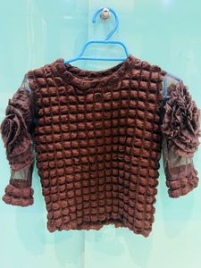 Brown Floral Sleeve Top