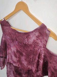Purple Cold Shoulder Top