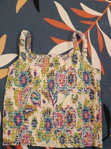 Floral Print Smocked Crop Tank Top