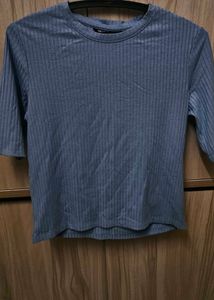 Ribbed Sky Blue Top