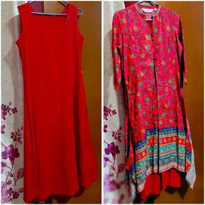 Biba Floral Print Layered Kurta