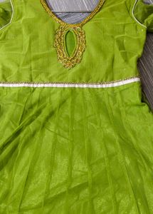 beautiful lime green net kurta set