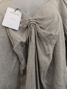 Gray Bow-Front Top