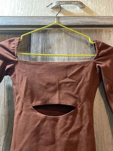 Brown Cutout Mini Dress