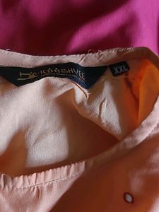 ZARDOSI HANDWORK AND MIRROR WORK KURTI IN PEACH