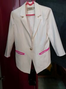 White Blazer with Pink Trim