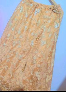 Navy Blue Blouse &amp; Golden Skirt Set For 36 Bust