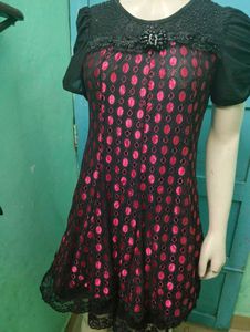 Elegant Black and Red Lace Top