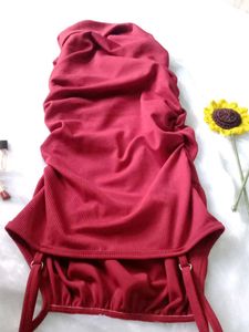 Red Ruched Bodycon Dress