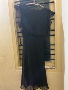 Vintage Elegant Black Ruffle Dress