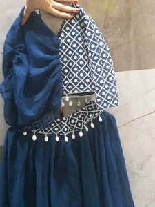 Navy Blue Embroidered Blouse