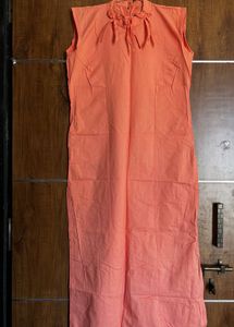 Stright Coral Kurti With Pack Neck