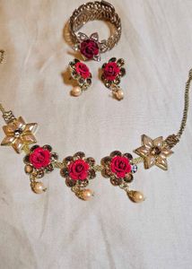 Red Rose Jewelry Set