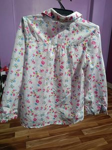 Cotton Floral Button Down Top