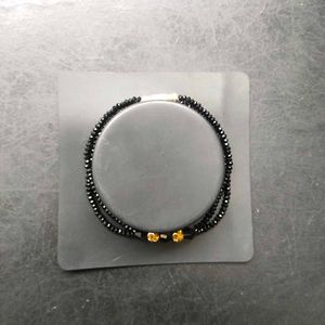 Elegant Black Crystal Bracelet with 22K Gold Beads