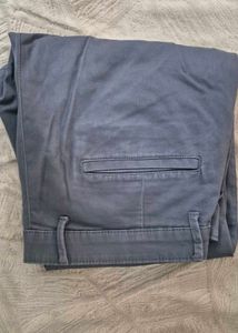 YOUSTA Grey Straight-Fit Stretch Trousers Size 32