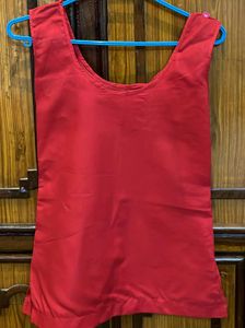 Red &amp; Yellow Embroidered Short Kurti