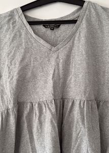 Gray V-Neck Peplum Top Bust- 34/36