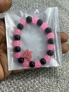 Pink & Black Beaded Bracelet