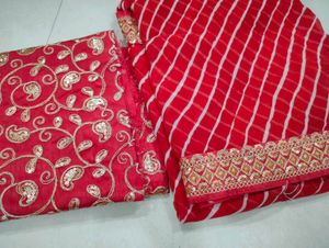 Red Leheriya Saree❤️