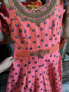 Pink Shade Gown With Net Dupatta