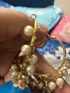 Blue Jhumka Hoop Earrings