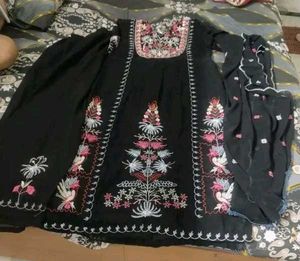 Black Embroidered Kurta Set