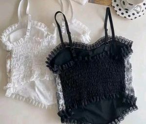 French Print Lace Cami Top Combo