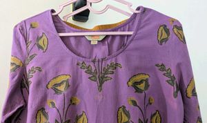 Purple &amp; Mustard Yellow Printed Kurta with Sharara