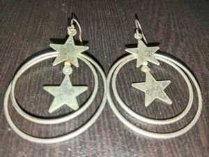 Drop Ring Silver Earrings (Free studs)
