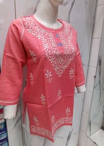 Lakhnavi Hand Embroidery Short Kurti