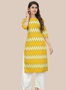 Pink, Yellow &amp; Red Printed Kurti
