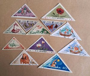 12 Triangular Shaped Stamps