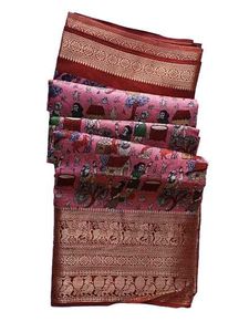 Elegant Kota Silk Pink Printed Saree with rich zar