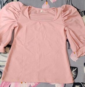 Pink Puff Sleeve Top